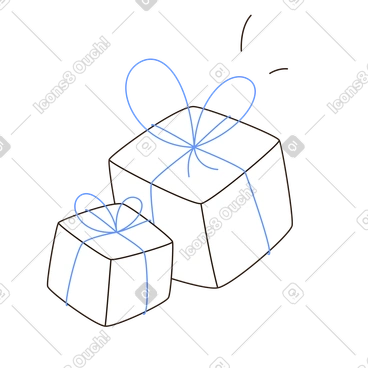 Two gift boxes with ribbon bows, holiday celebration and birthday event PNG, SVG