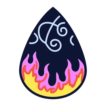 A guitar pick with a sharp triangular shape. The pick is predominantly black with vibrant orange and red flames licking up from the bottom edges. Intricate silver designs swirl across the surface of the pick, complementing the fiery patterns. The pick is shown against a simple, solid background to emphasize its bold colors and designs.
