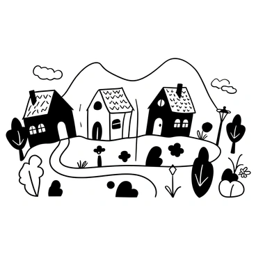A quaint village where houses are shaped like candy corn