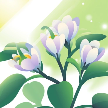 A close-up view of delicate bell pepper flowers blooming on a green plant, showcasing their white petals with faint purple streaks. The flowers are surrounded by vibrant green leaves, glistening with droplets of water as if recently watered. Tiny buds can be seen forming at the base of the flowers, indicating the imminent growth of bell peppers. Soft sunlight filters through the leaves, casting gentle shadows and highlighting the intricate details of the blossoms.