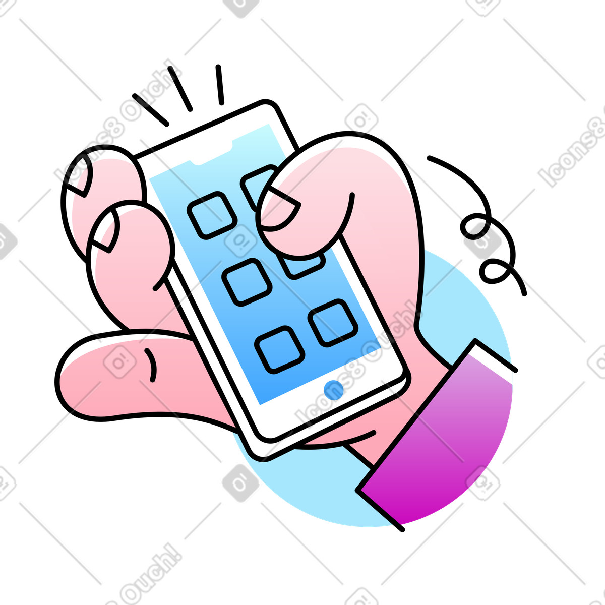 Иллюстрация Hand with smartphone в стиле Pocus — скачать в форматах PNG, SVG