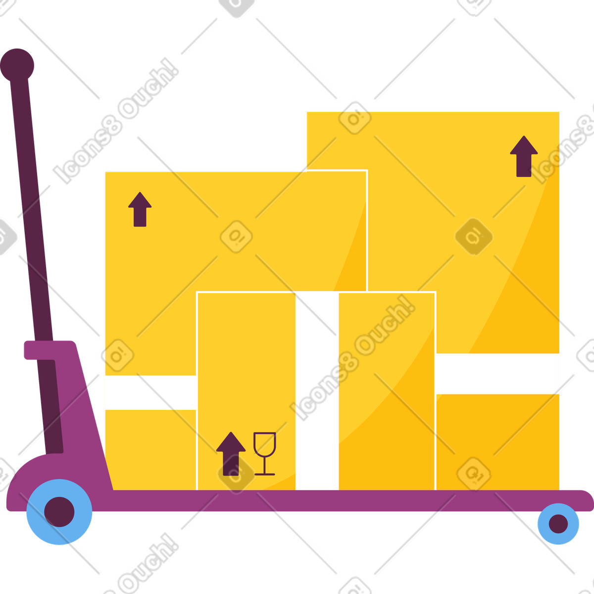 Ilustración Carro con cajas en estilo Sammy a descargar en PNG y SVG