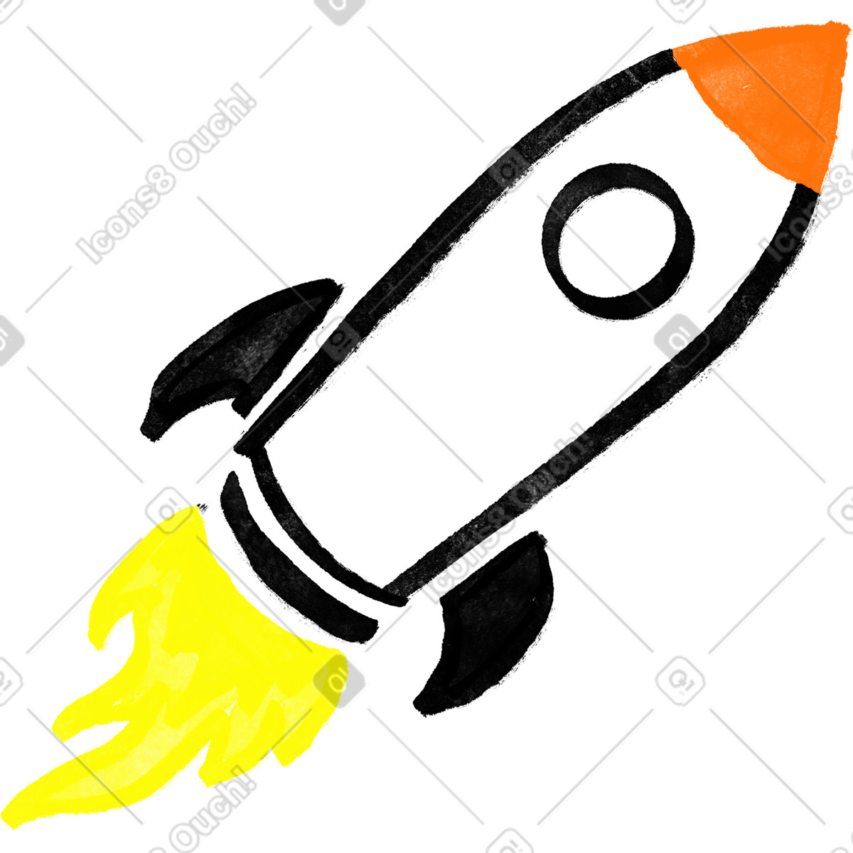 Ilustração de Flying rocket em no estilo Inky para baixar em PNG, SVG