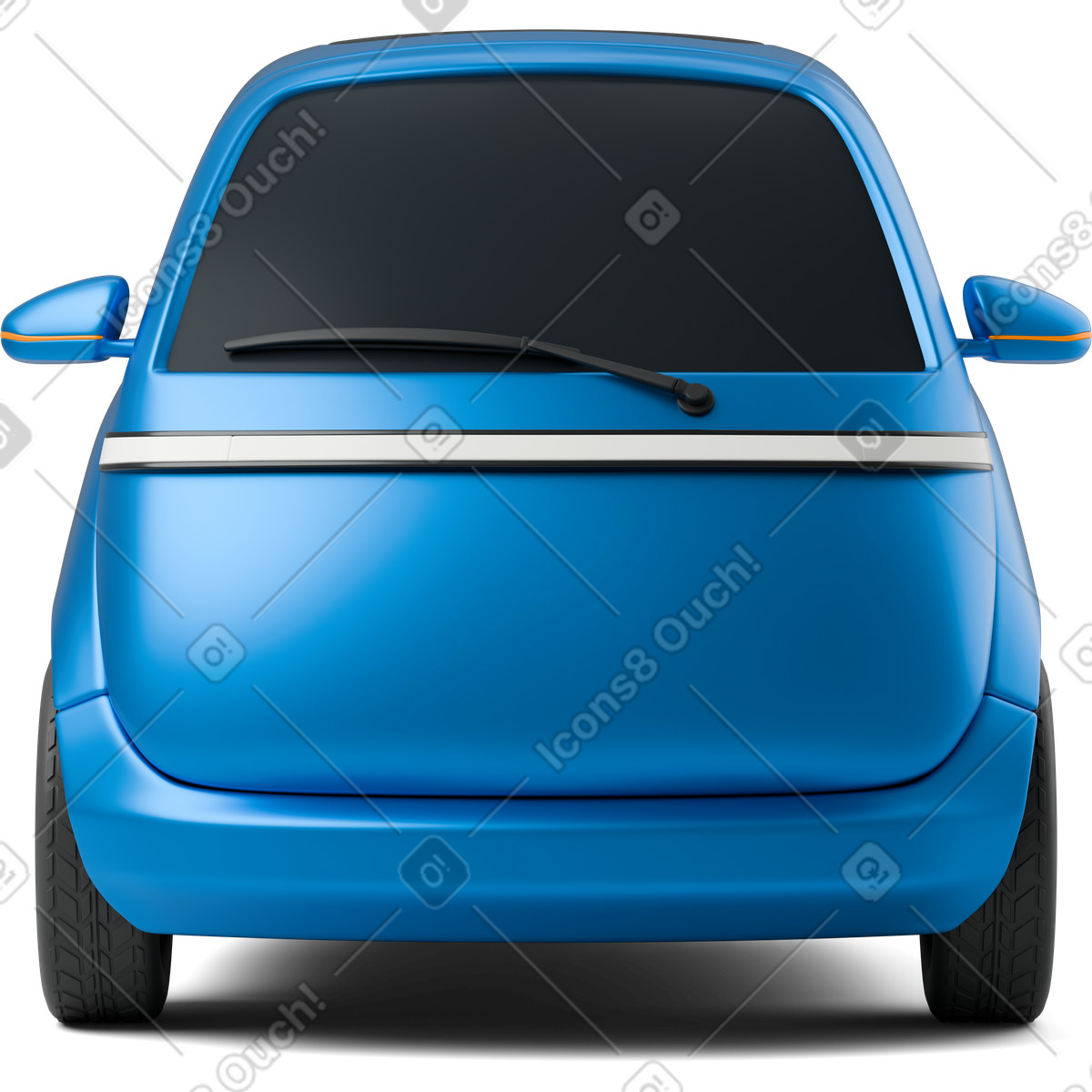 Blue electric car illustration in 3D Business style download in PNG, SVG