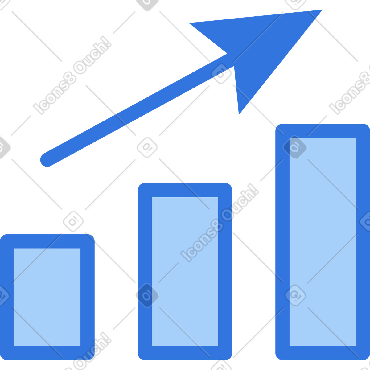 Ilustración Icono de gráfico en crecimiento estilo Sky a descargar PNG y SVG
