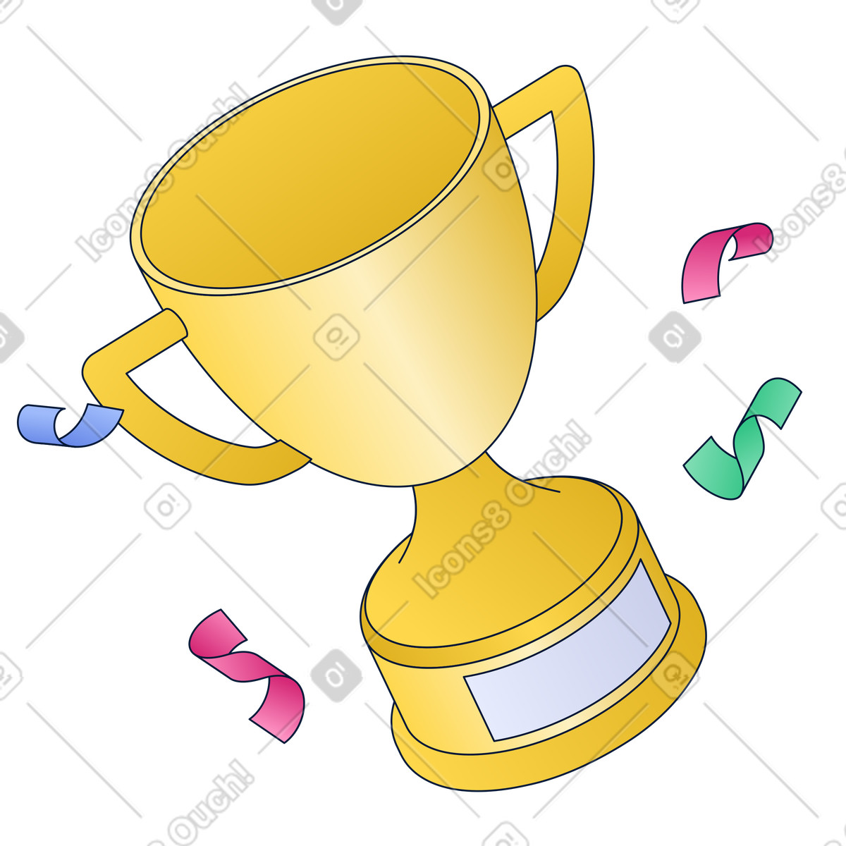 Winner's cup with confetti illustration in Neat style download in PNG, SVG