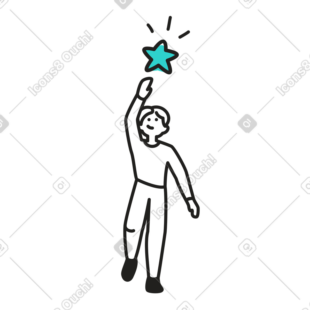 Young man reaching for a star illustration ambition clipart graphics
