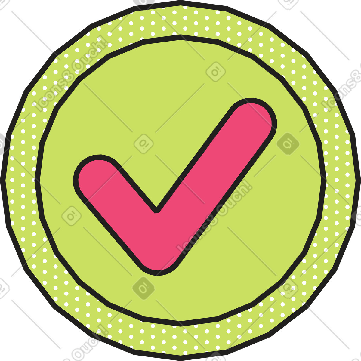 Check mark in green circle illustration Dazzle style download PNG, SVG