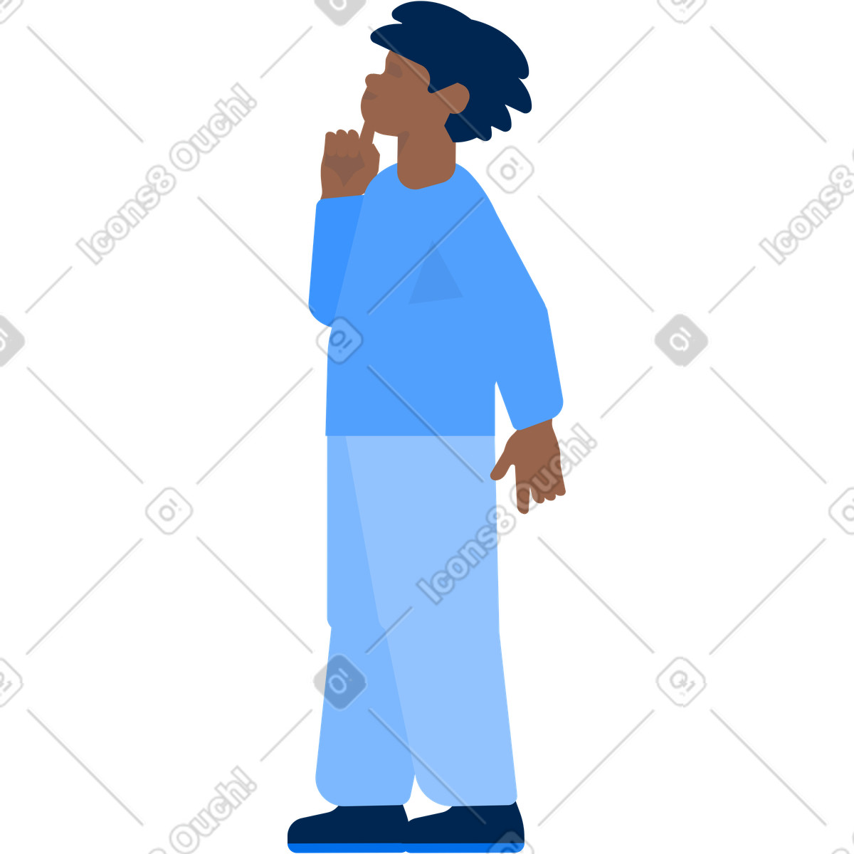 下载 Urban 风格的 男孩站着抬头看 插画，支持 PNG、SVG 格式