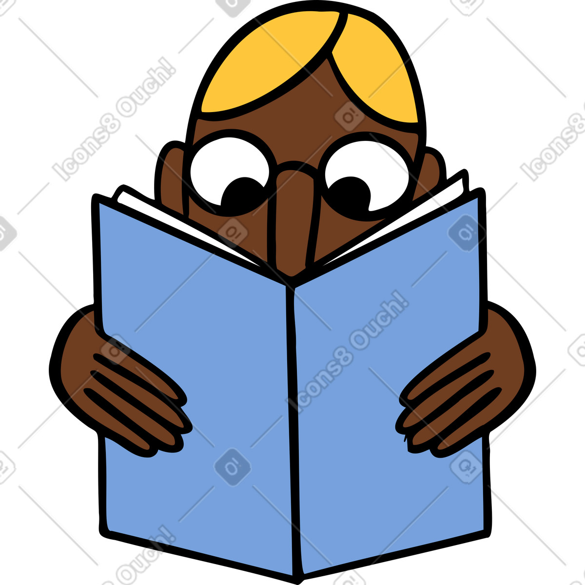 Lesende person-Illustration im Comic-Stil als Download in PNG, SVG