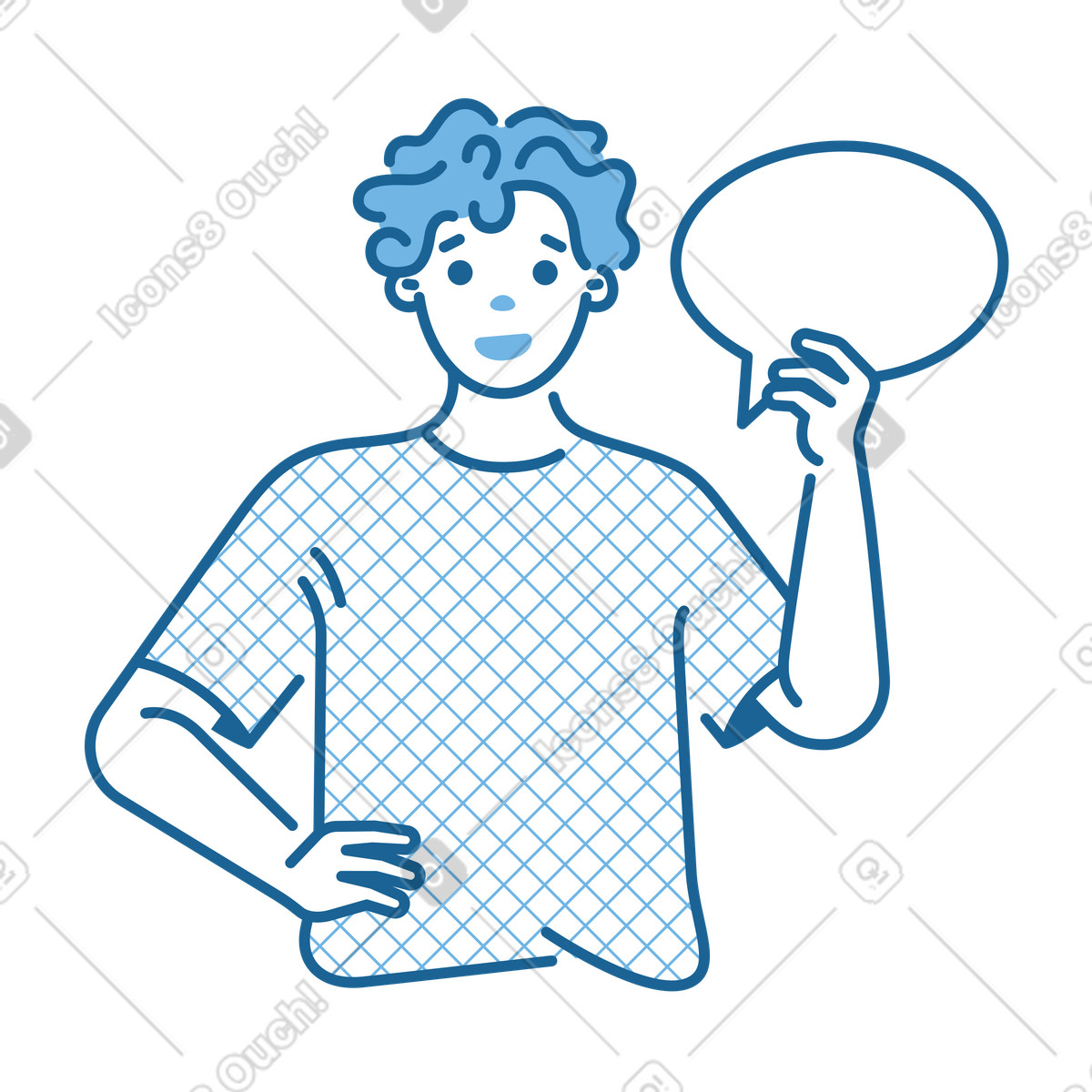 Natty スタイルの 吹き出しで話す男性 のイラストをPNG、SVG形式でダウンロード