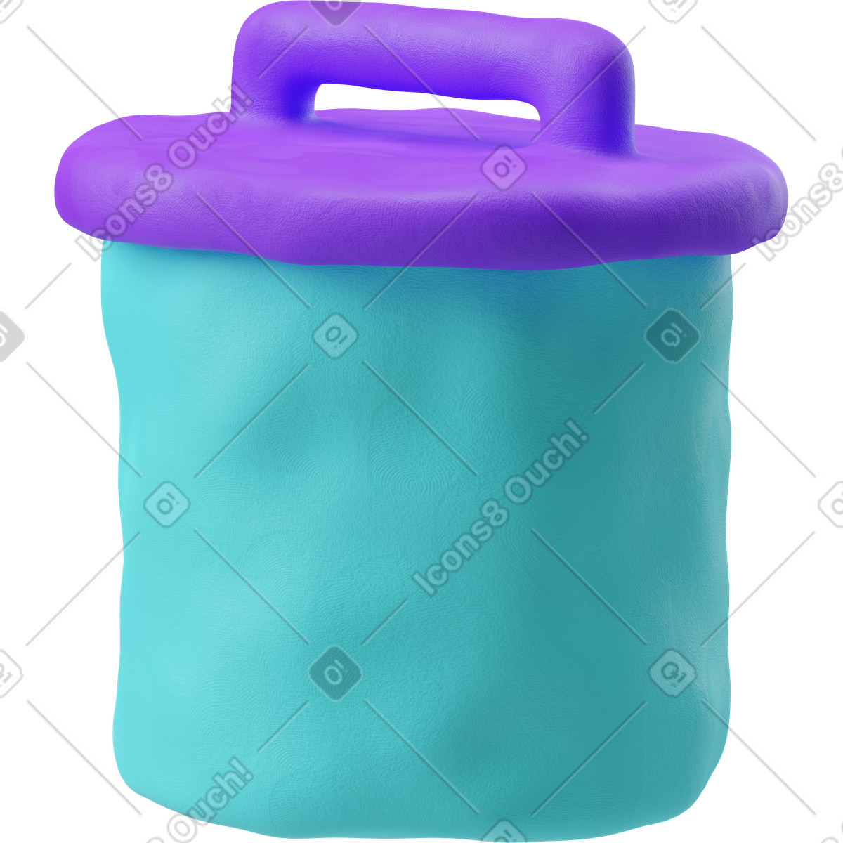 Ilustração de Vista três quartos uma lata lixo azul em no estilo 3D Plastilina para baixar em PNG, SVG