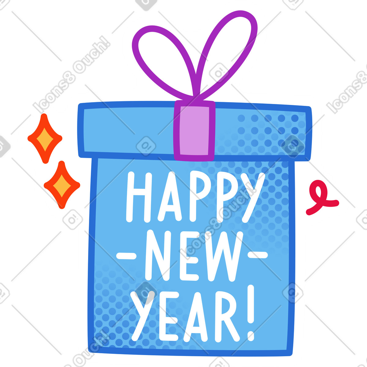 Purrfect スタイルの 新年おめでとうのメッセージ入りギフト のイラストをPNG、SVG形式でダウンロード