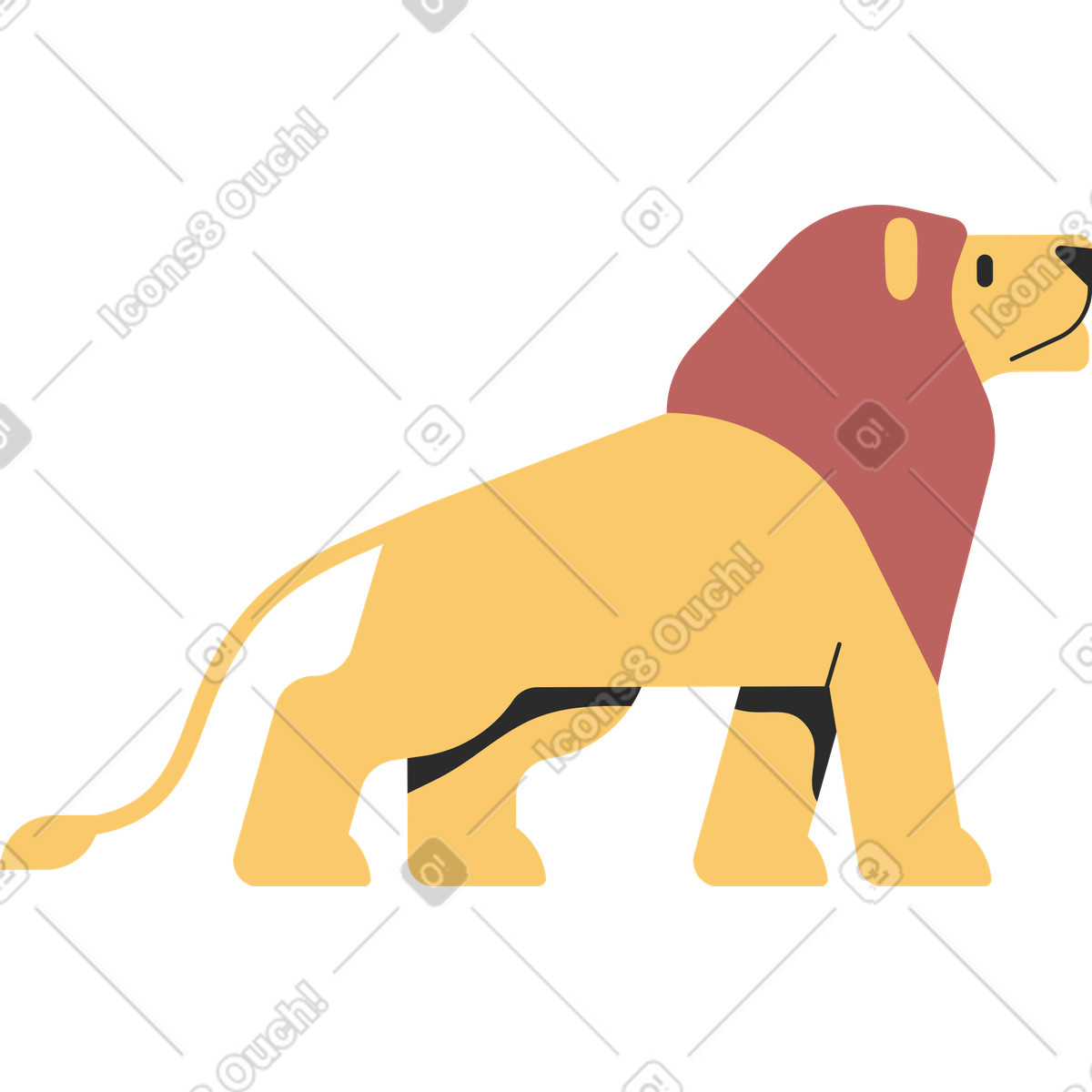 Löwe-Illustration im Marginalia-Stil als Download in PNG, SVG
