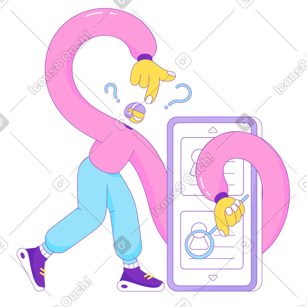 Ilustração de Garota procurando um funcionário online em no estilo Elastic para baixar em PNG, SVG