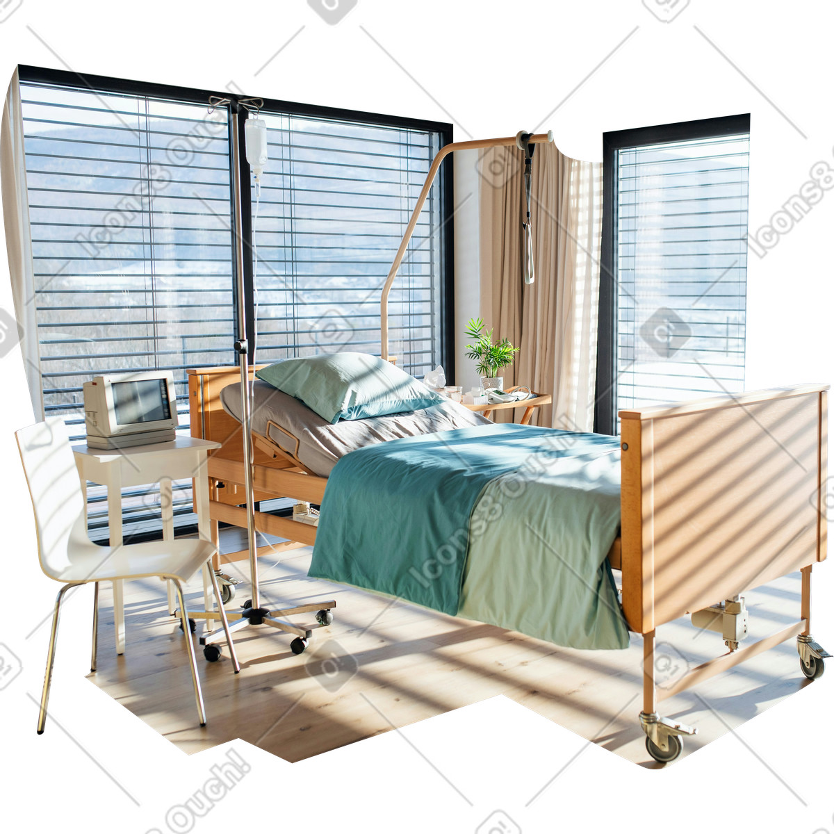 Background with a hospital room illustration in Everyday style download in PNG, SVG