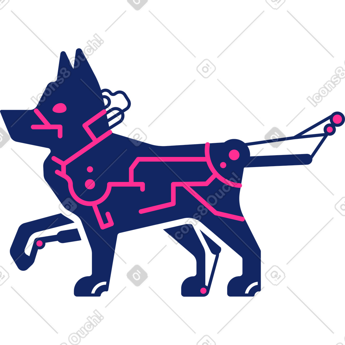 Cyborg スタイルの 犬 のイラストをPNG、SVG形式でダウンロード