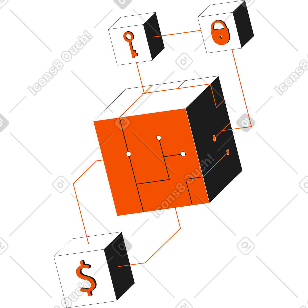 Blockchain illustration in PNG, SVG