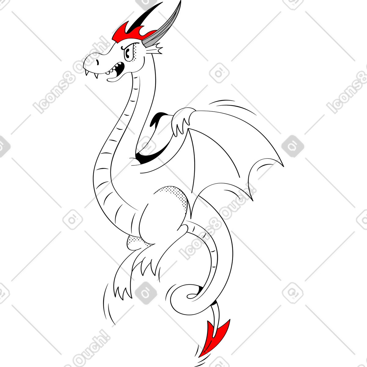 Looney スタイルの ドラゴン のイラストをPNG、SVG形式でダウンロード