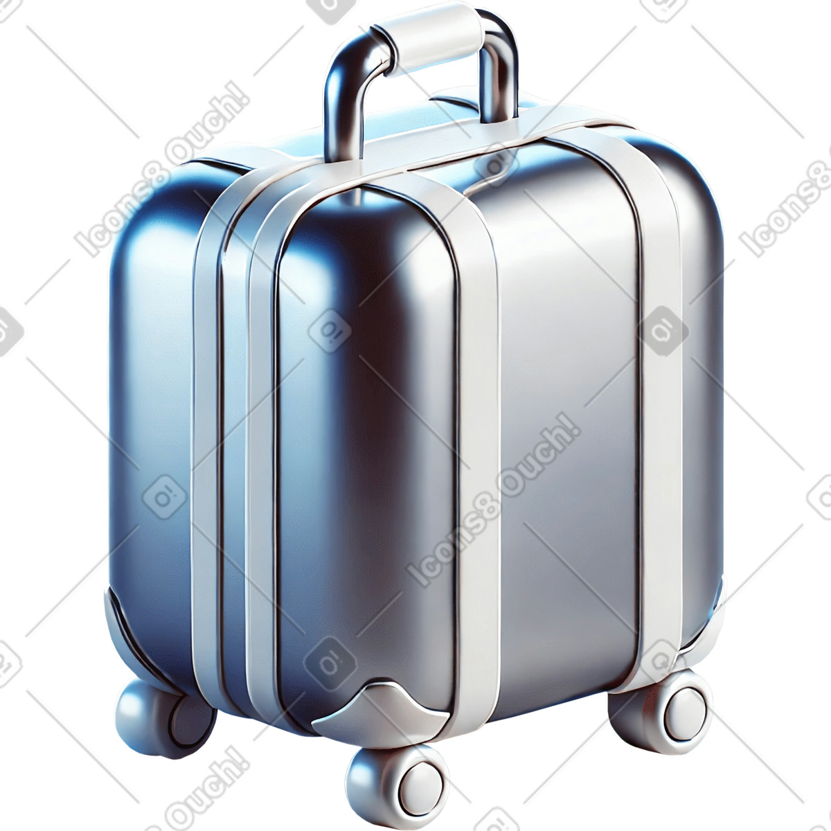 Иллюстрация Silver luggage в стиле 3D Mini — скачать в форматах PNG, SVG
