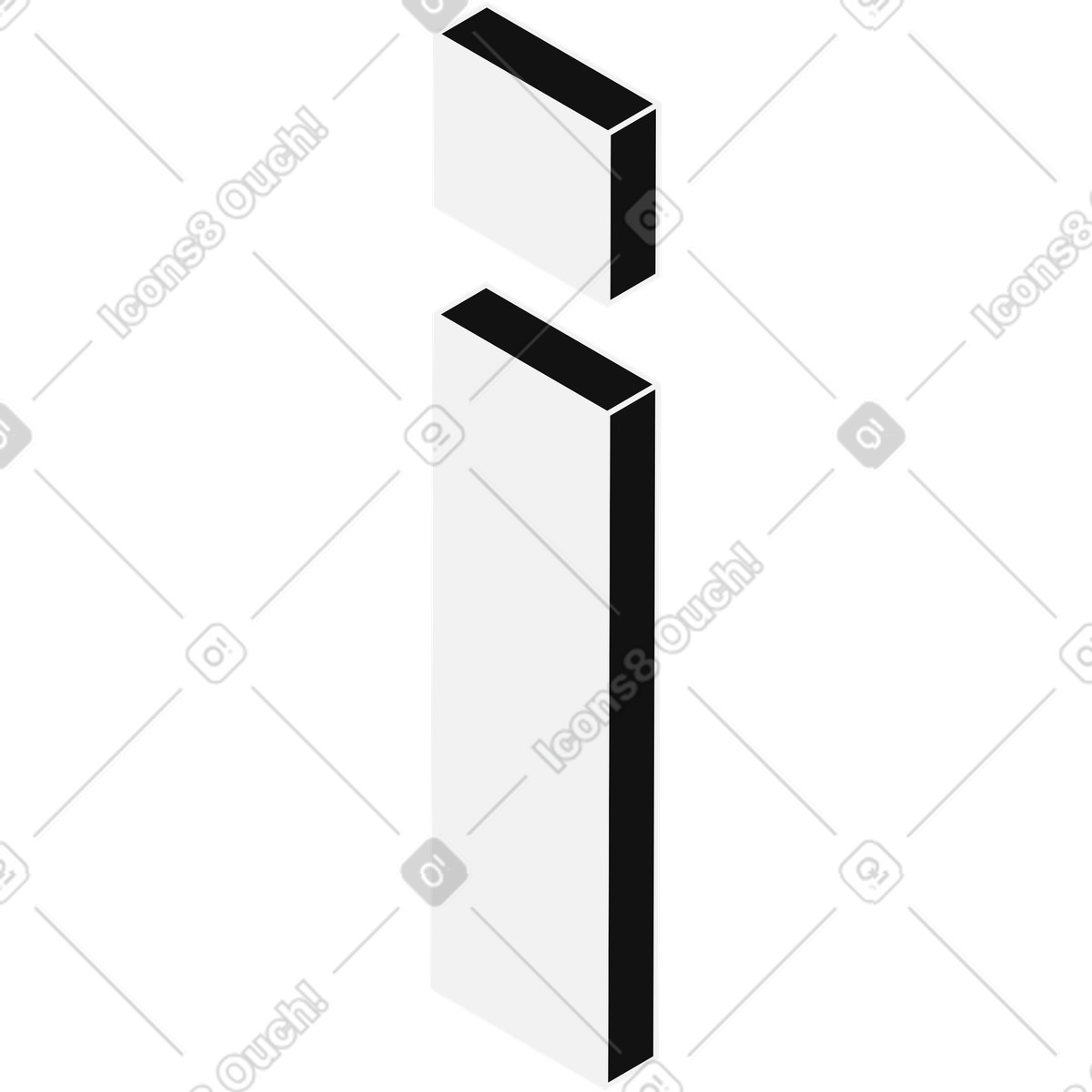 White isometric information icon letter i-Illustration im Inverse-Stil als Download in PNG, SVG