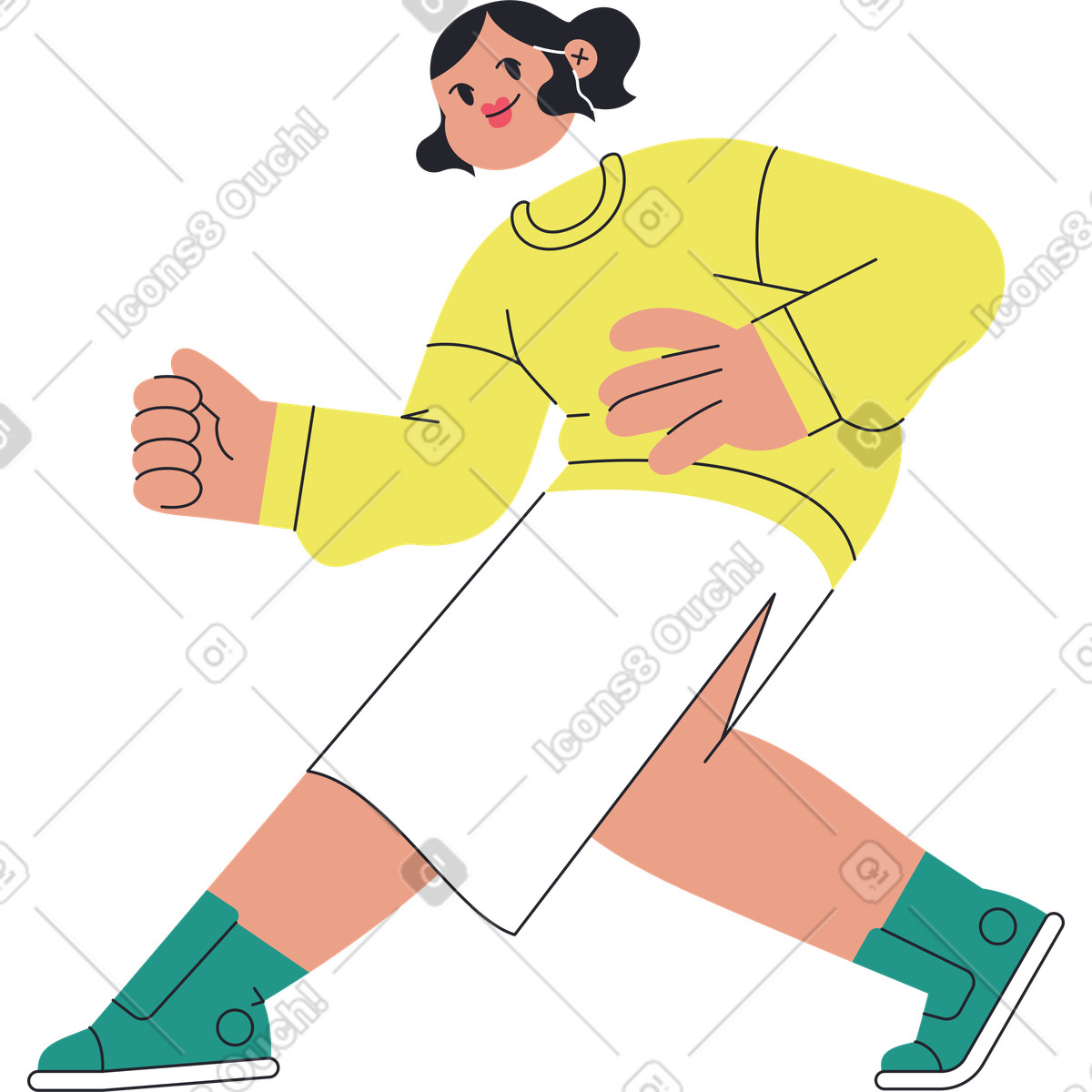 Illustration Fille en jupe et pull jaune dans le style Boba à télécharger aux formats PNG, SVG