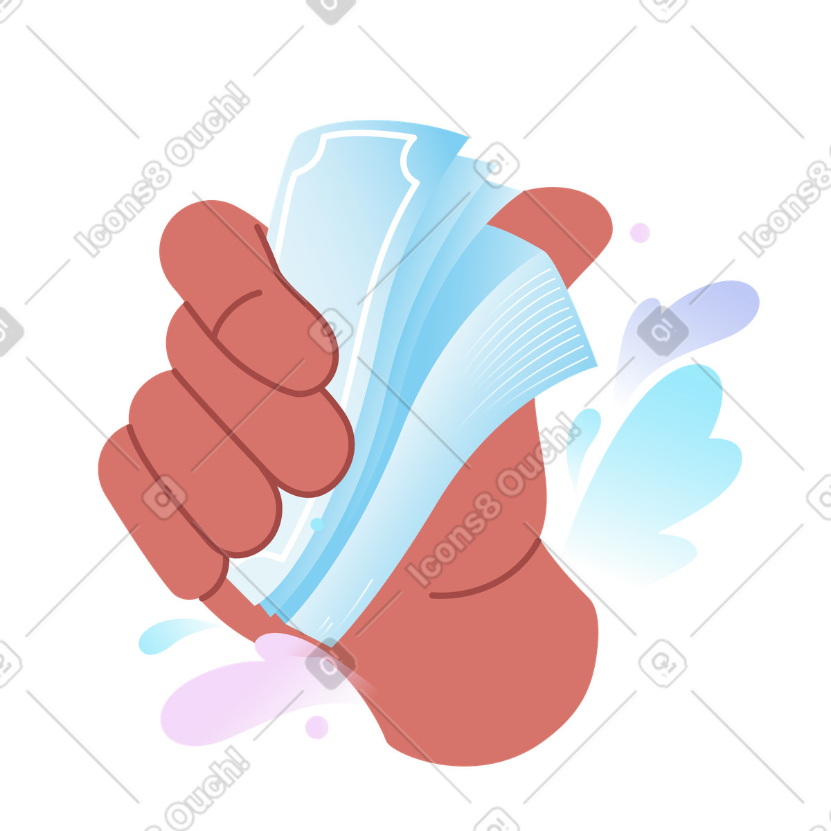 Ilustración Mano sosteniendo un fajo de billetes en estilo Airy a descargar en PNG y SVG