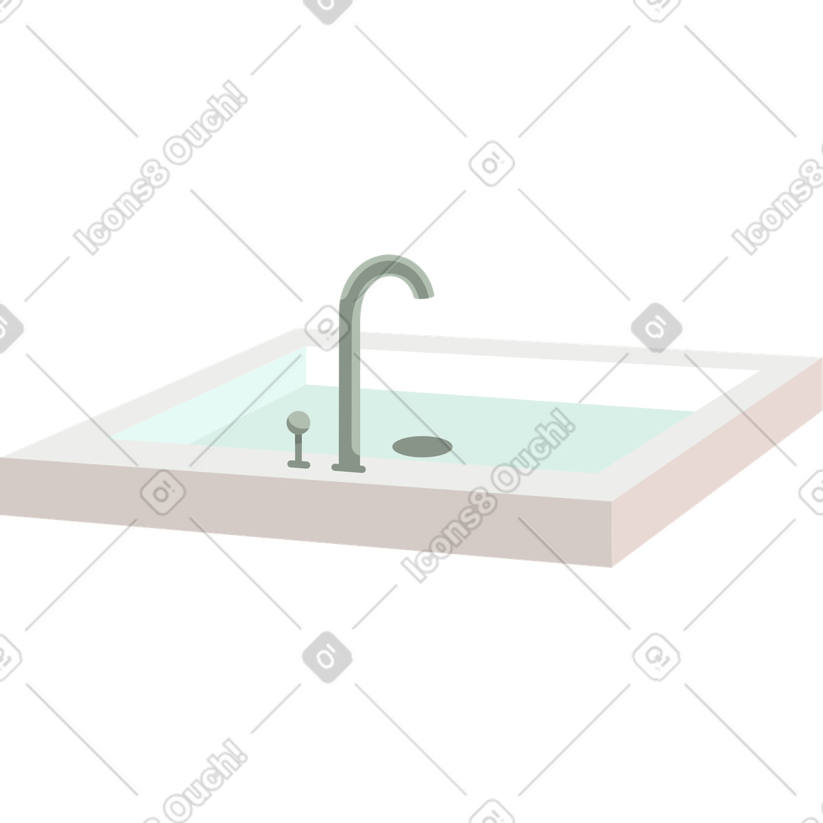 Lavabo rettangolare illustrazione in stile Lagom scarica in PNG, SVG