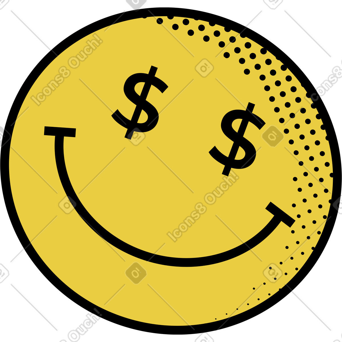 Ilustração de Rosto dólares emoji em no estilo Memphis para baixar em PNG, SVG