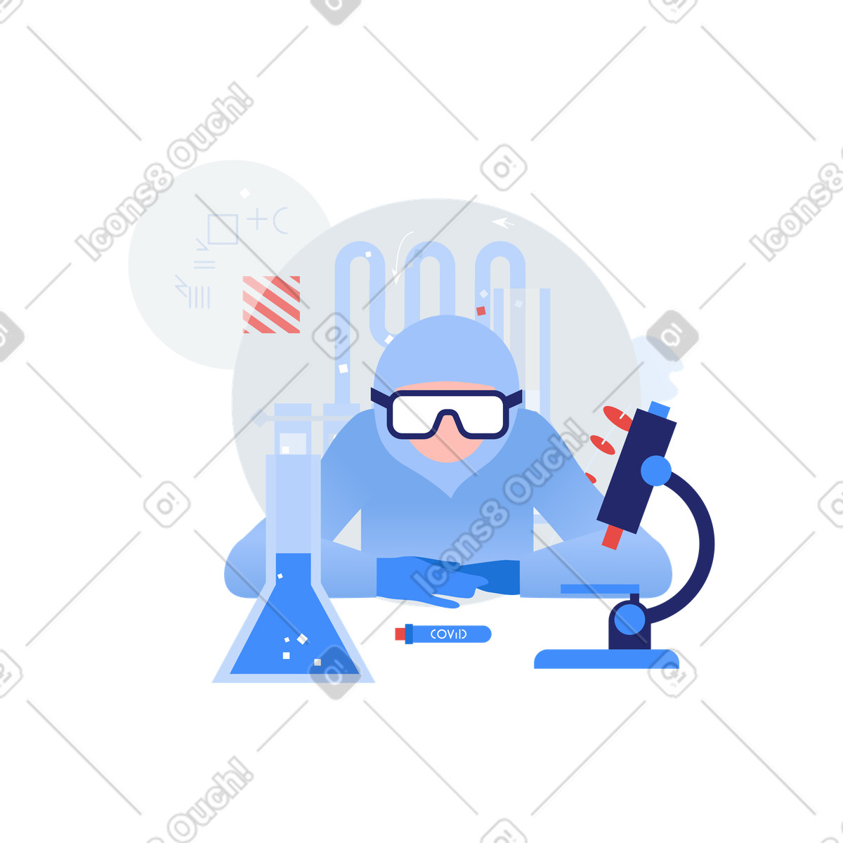 Scienziato che crea un vaccino illustrazione in stile Clip scarica in PNG, SVG