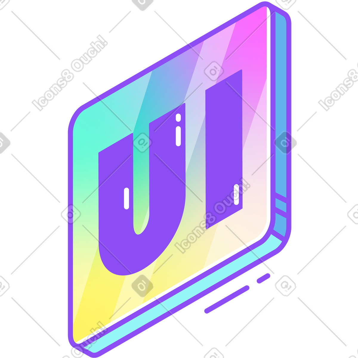 Holographic スタイルの プレートテキストのレタリングui のイラストをPNG、SVG形式でダウンロード