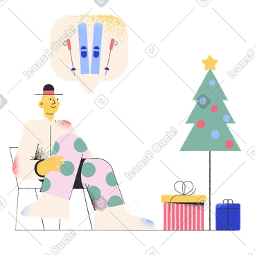 Man thinking about winter activities PNG, SVG