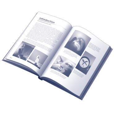 A magazine page is displayed prominently. The page features a neatly arranged grid layout showcasing several artworks. Each artwork is labeled with a title in quotes, followed by the artist's name in smaller text. The works vary in style and subject matter, presenting a diverse collection. An introduction section is visible at the top, providing a brief overview of the artist and their creative process. The magazine's header is included, stating the name of the publication in bold letters. The overall composition is clean and organized, inviting the viewer to explore the featured pieces.