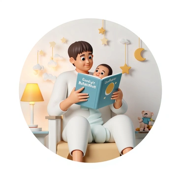 A peaceful nighttime routine of a parent reading to their baby before sleep.