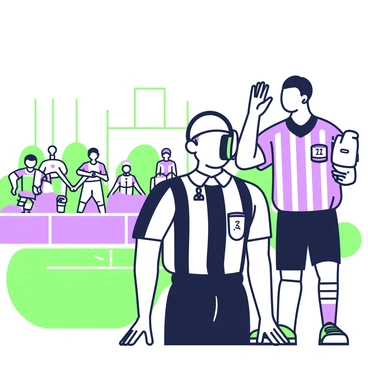 A referee using a communication device to talk to other officials during the game.