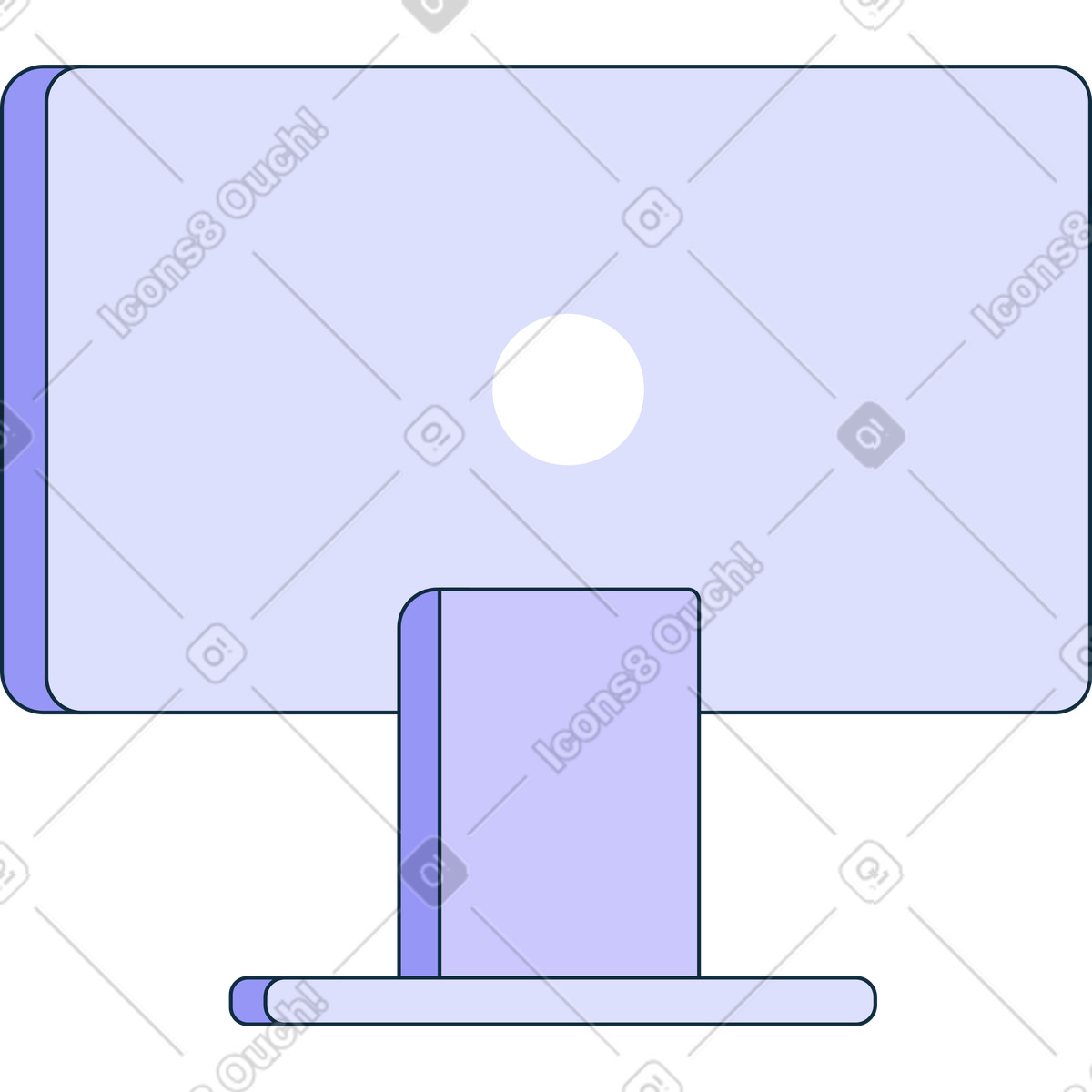 Purple monitor from the back-Illustration im Bubble gum-Stil als Download in PNG, SVG