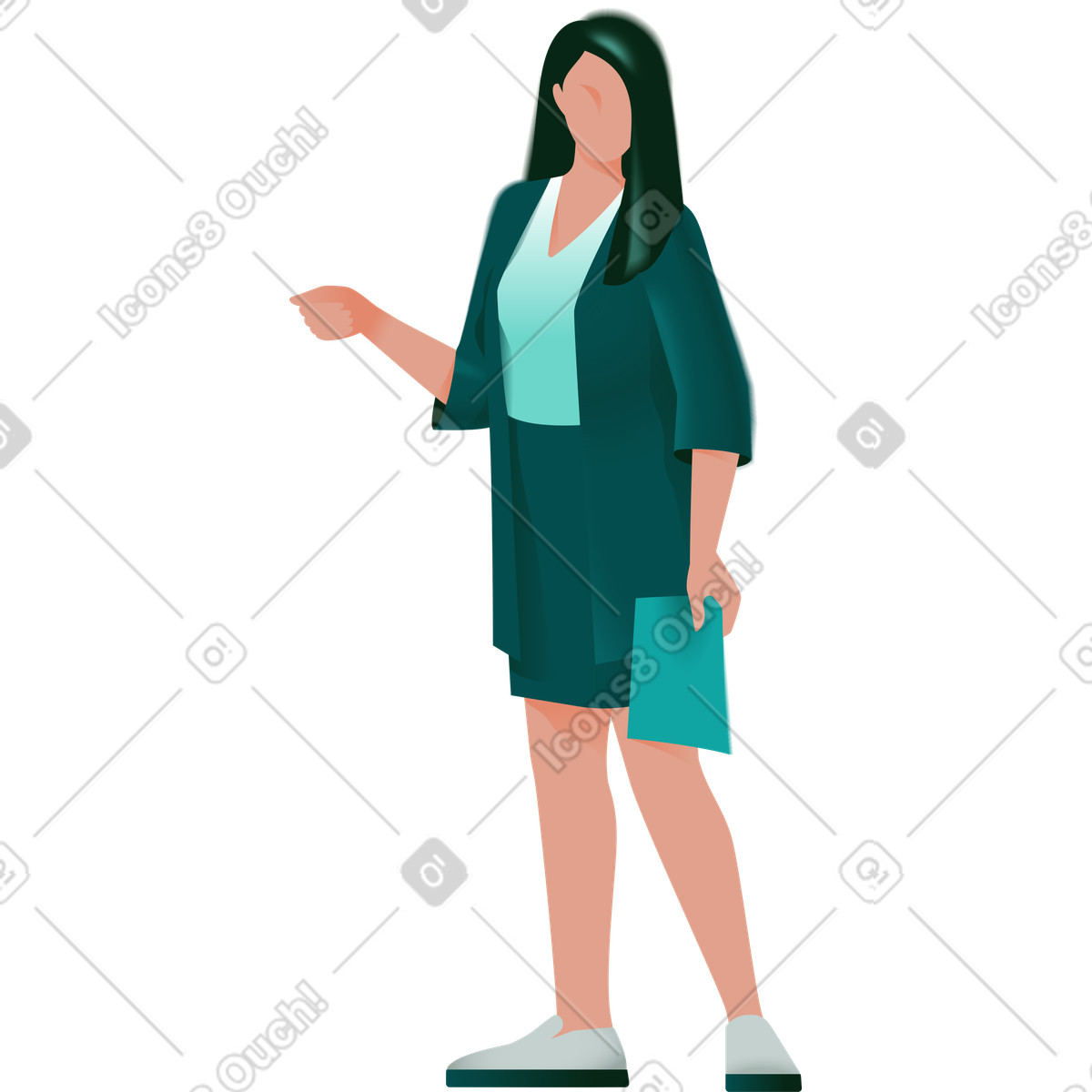 Ilustración Mujer con hoja de papel en estilo Office a descargar en PNG y SVG