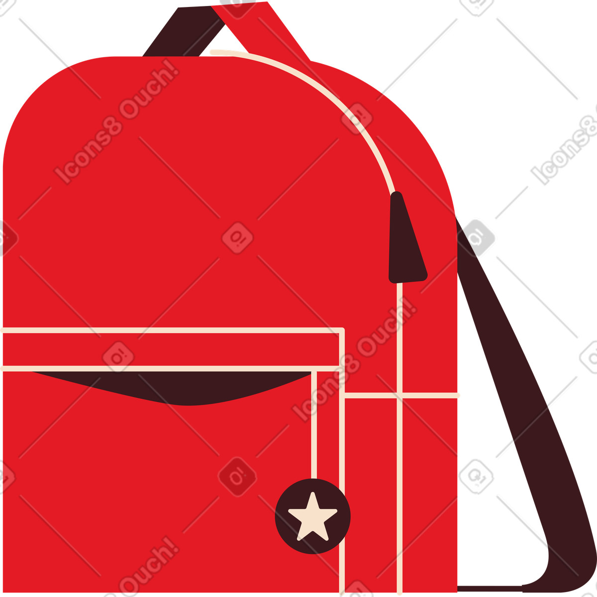 Rucksack mit taschen-Illustration im Folks-Stil als Download in PNG, SVG
