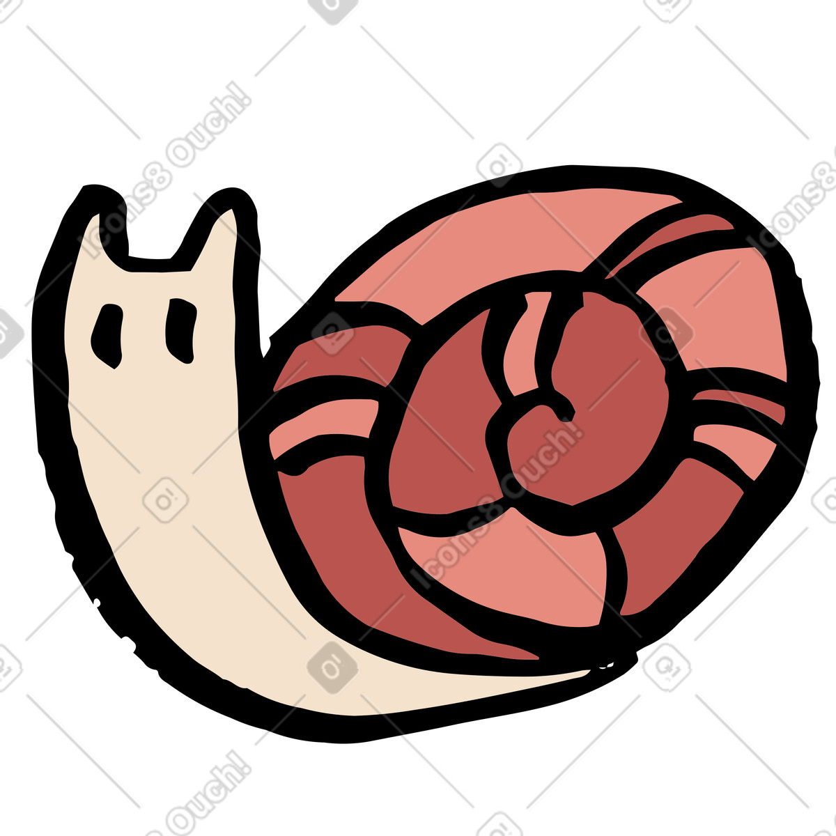 Minimal pink snail with spiral shell illustration in Scandi style download in PNG, SVG