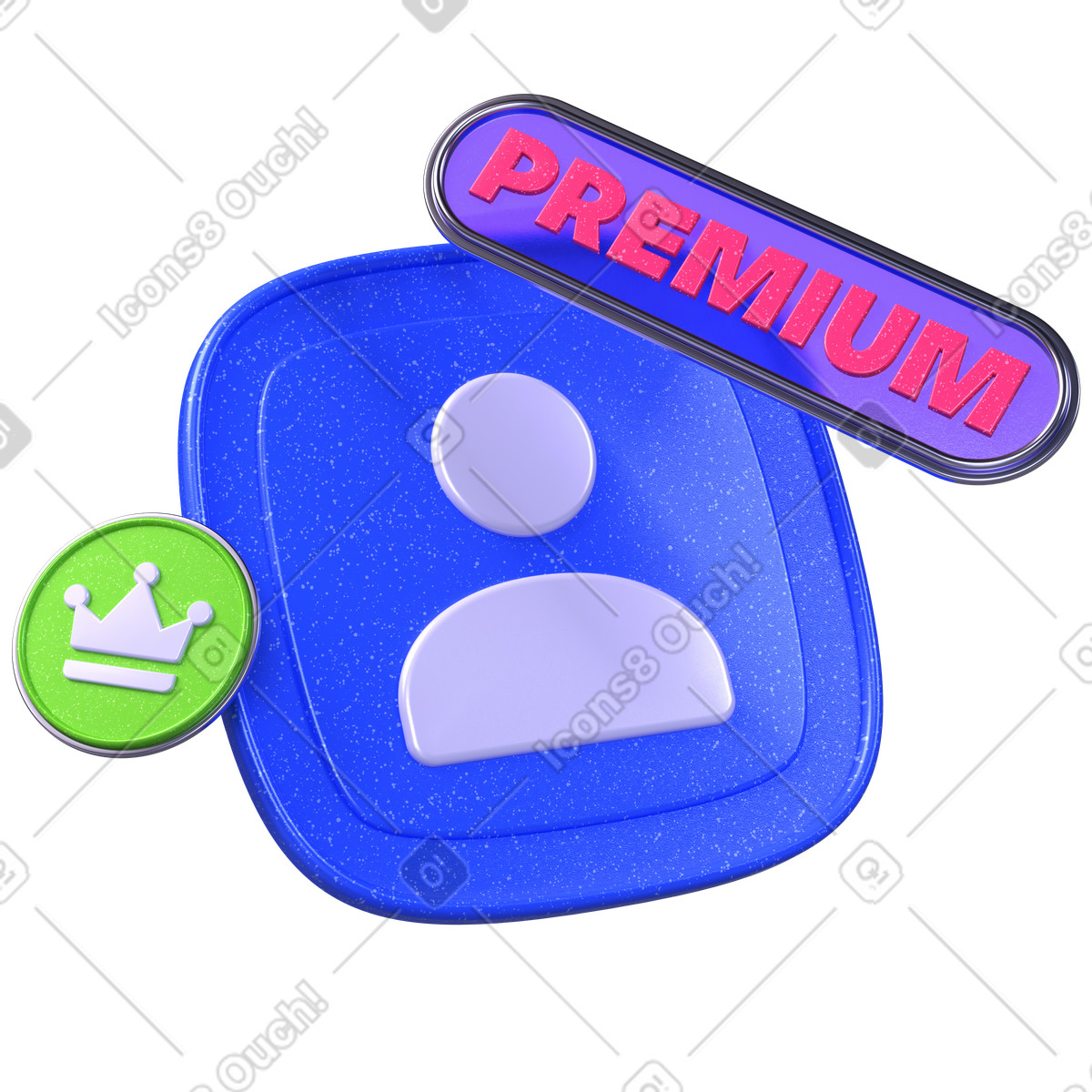 Abbonamento al profilo utente, badge account premium, piano di upgrade dell'abbonamento illustrazione in stile 3D Boost scarica in PNG, SVG