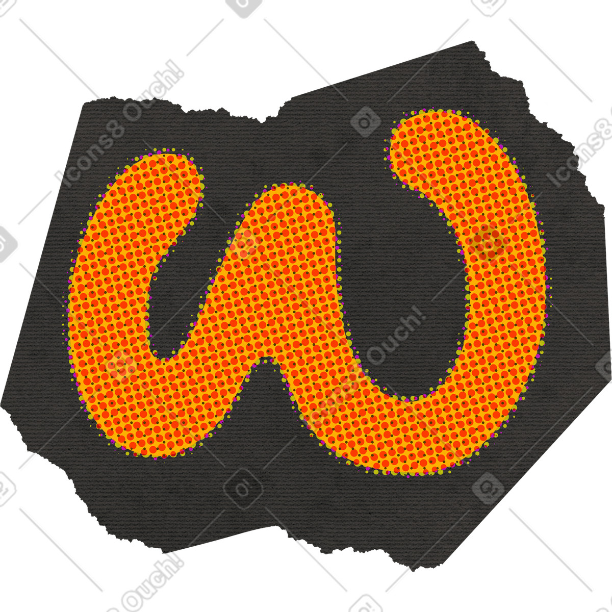 Ilustración Collage lowercase letter w en estilo Paper Cut a descargar en PNG y SVG