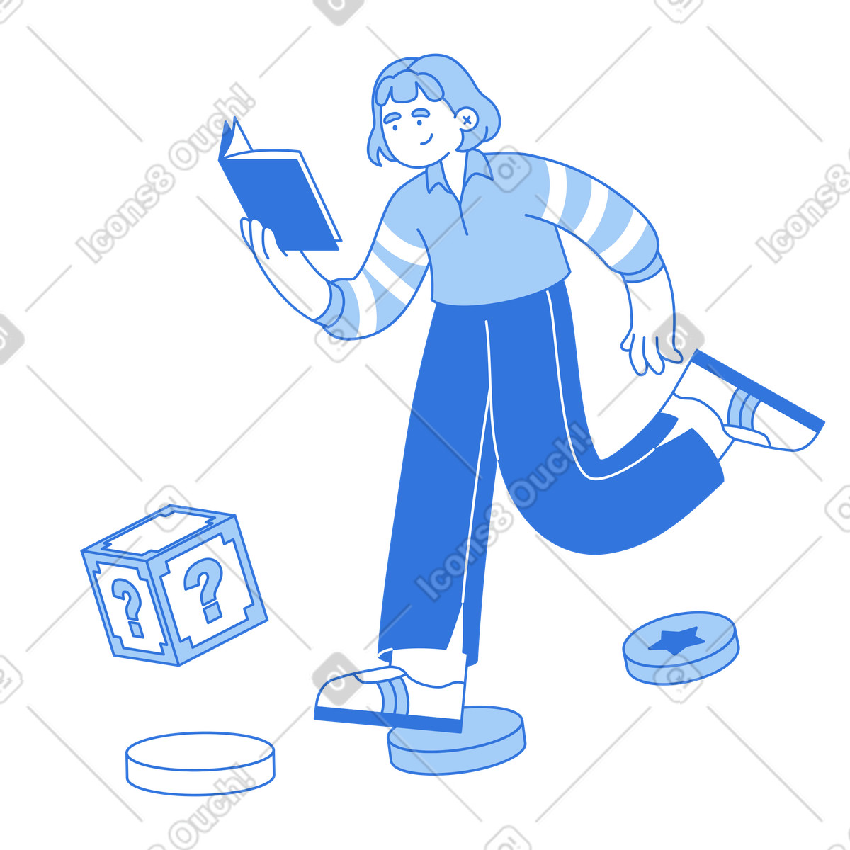 Student using gamification illustration educational process university clipart image in PNG SVG GIF