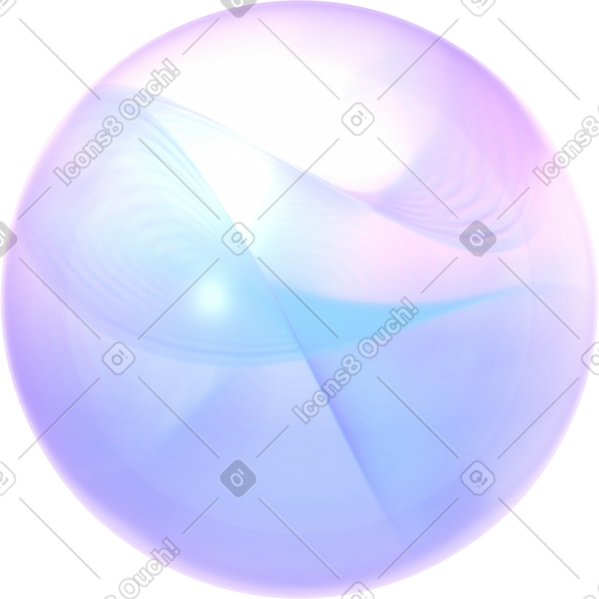 Ilustración Abstract wave inside glowing transparent sphere en estilo 3D Glassy a descargar en PNG y SVG
