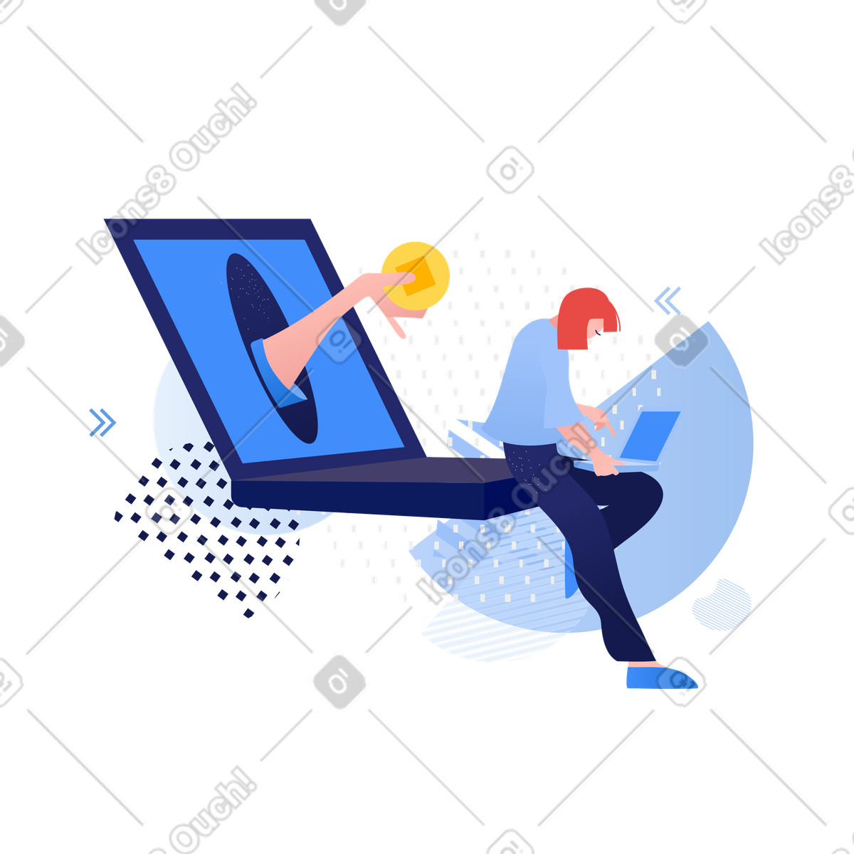 Ilustración Pago en línea para mujeres que trabajan desde casa estilo Clip a descargar PNG y SVG