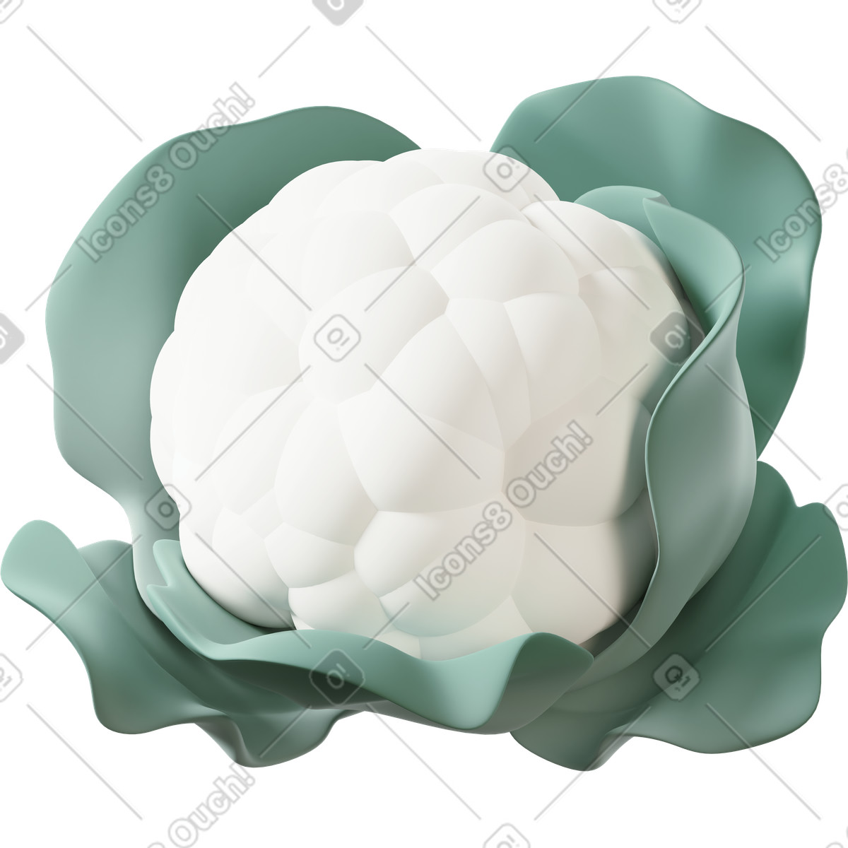 3D Casual life 스타일의 White cauliflower 일러스트레이션 PNG, SVG 다운로드