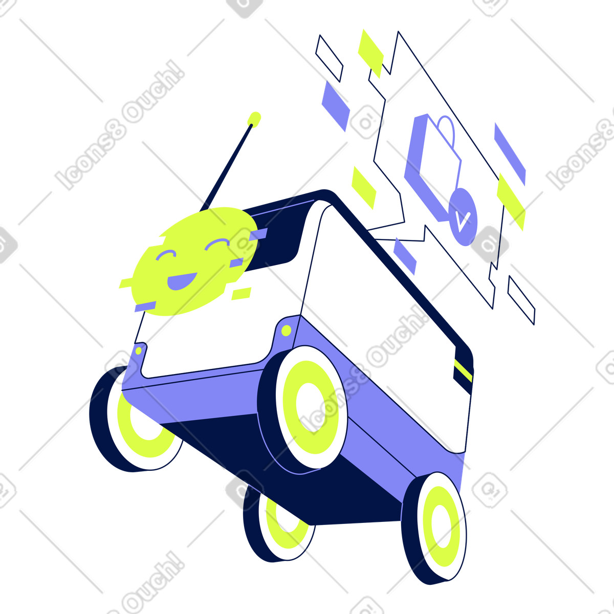Ilustração de Robô entrega carregando compras em no estilo Glow para baixar em PNG, SVG