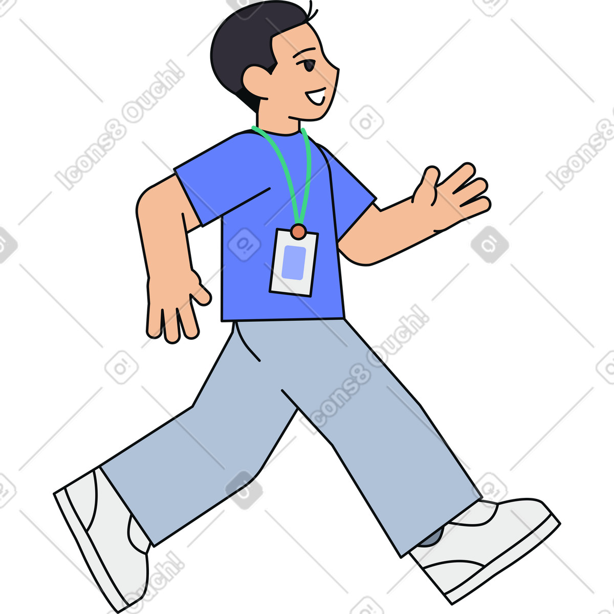 L'uomo cammina velocemente illustrazione in stile Teko scarica in PNG, SVG