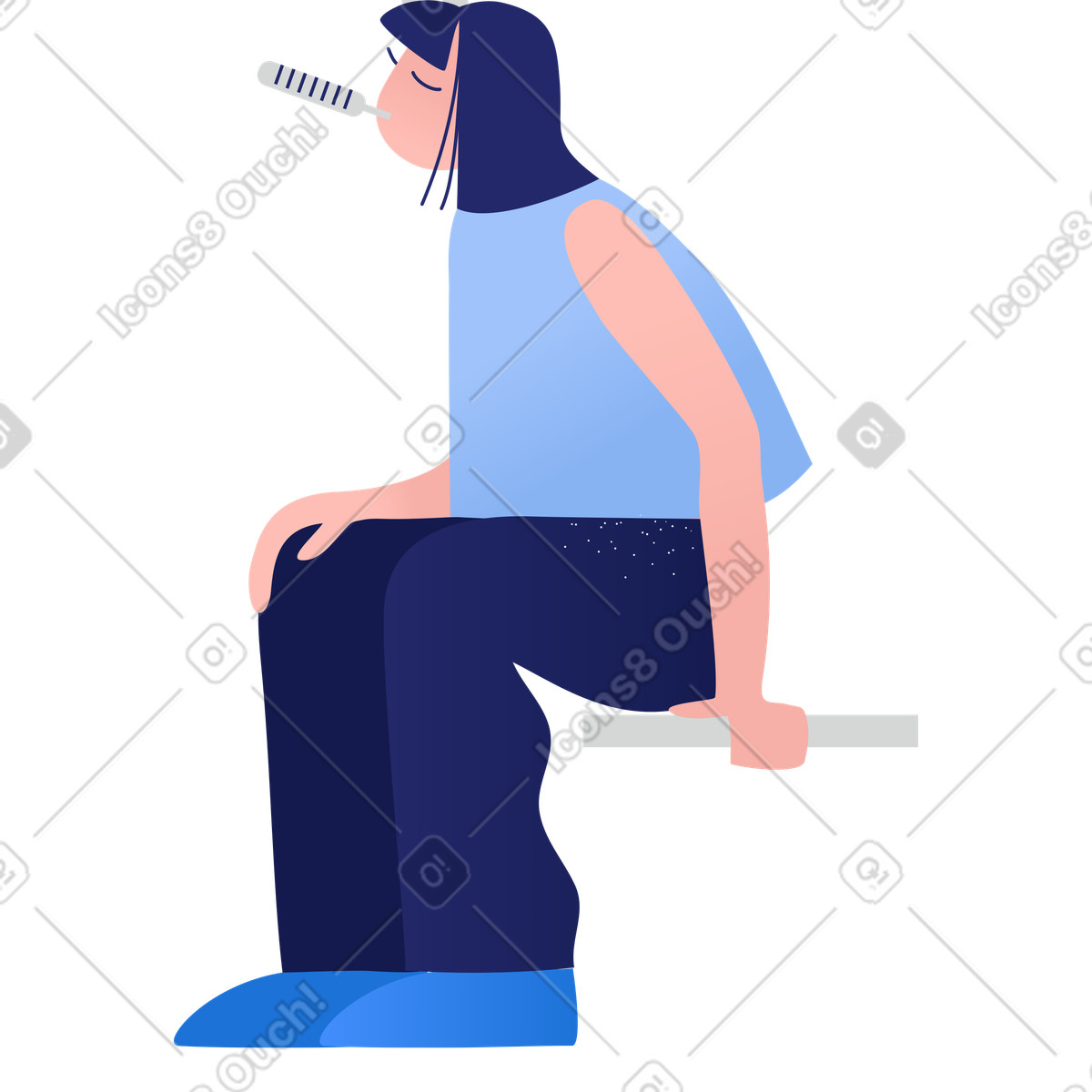 Woman measures the temperature illustration in Clip style download in PNG, SVG