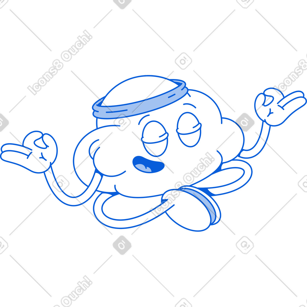 Ilustración Nube beige en una venda azul estilo Handy Line a descargar PNG y SVG