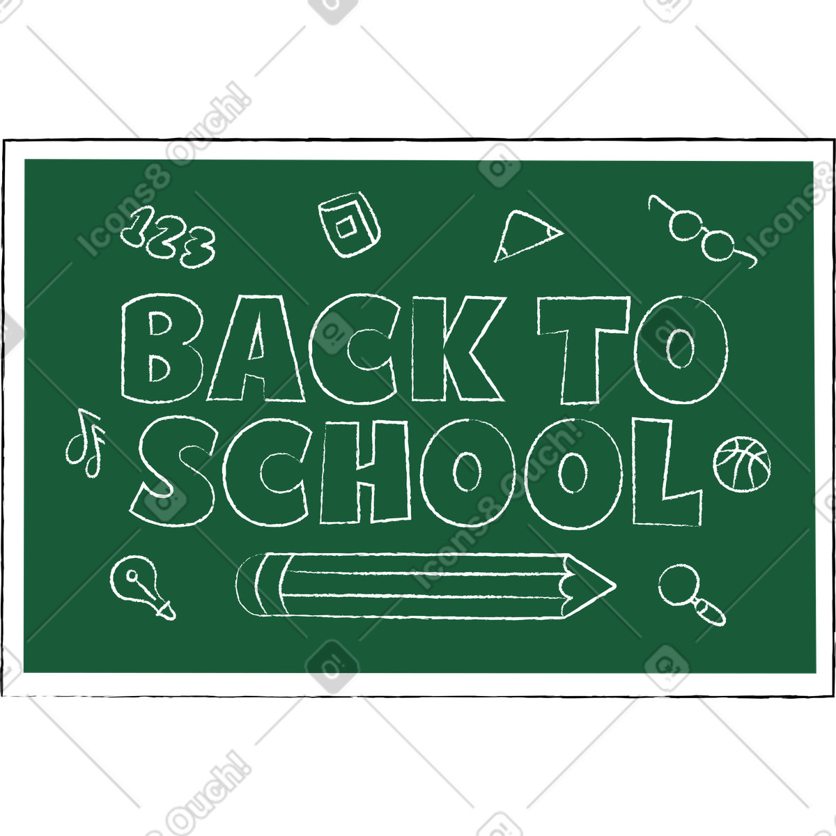 Lettering ritorno a scuola con effetti di gesso e testo bordo illustrazione in stile scarica in PNG, SVG